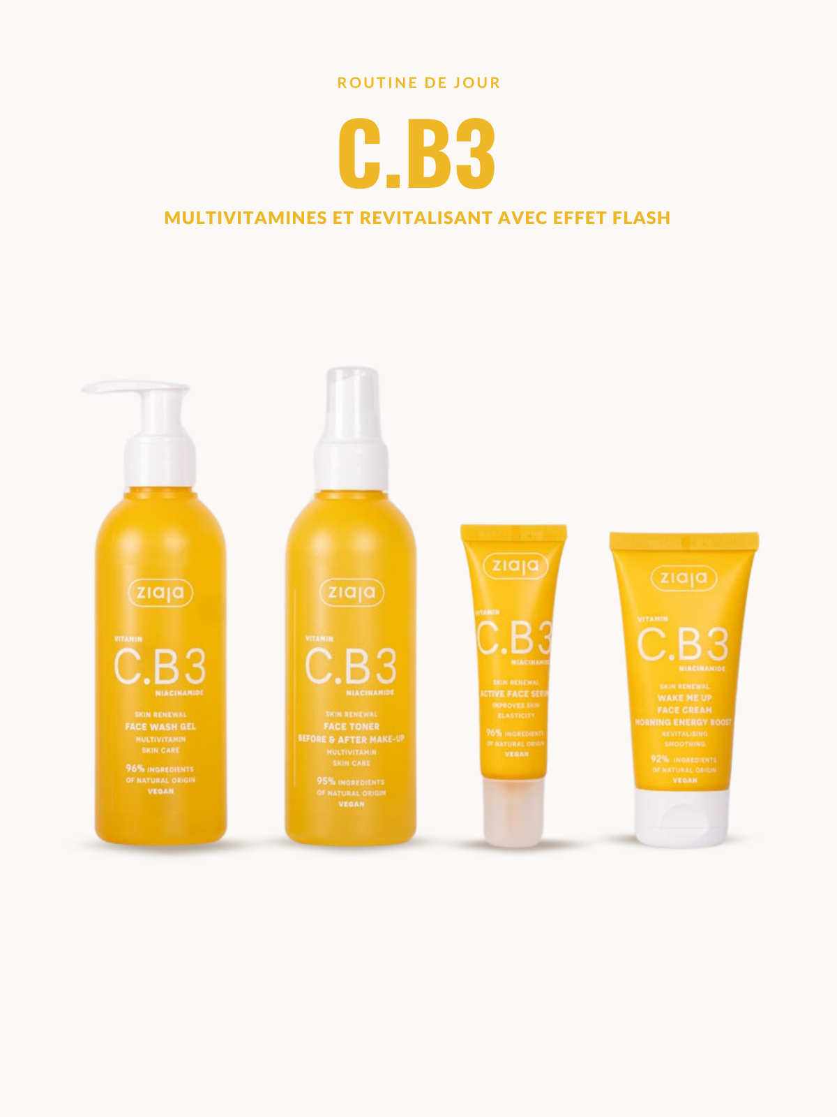 Coffret Routine Visage Jour Vitamine C + B3 + Niacinamide – Éclat & Hydratation Quotidienne